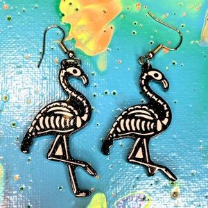 Skeleton Flamingo Earrings